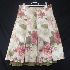 UEN SHADI floral skirt, zip back, lace trim liner, 165/68A, BNWOT
